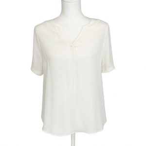 Sami & Jo White Blouse Women's M Minimalist Short Sleeve Top Capsule Wardrobe